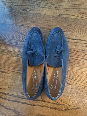 Suede Tassel Loafers - Navy Blue